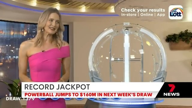 Next week could be your chance to become an instant multi-millionaire. Powerball has jackpotted to an eyewatering $160 million. The largest lotto prize on offer in Australian history. It followed last night's $100 million prize draw, which had no division 1 winners. #7NEWS https://t.co/96lswimSYA