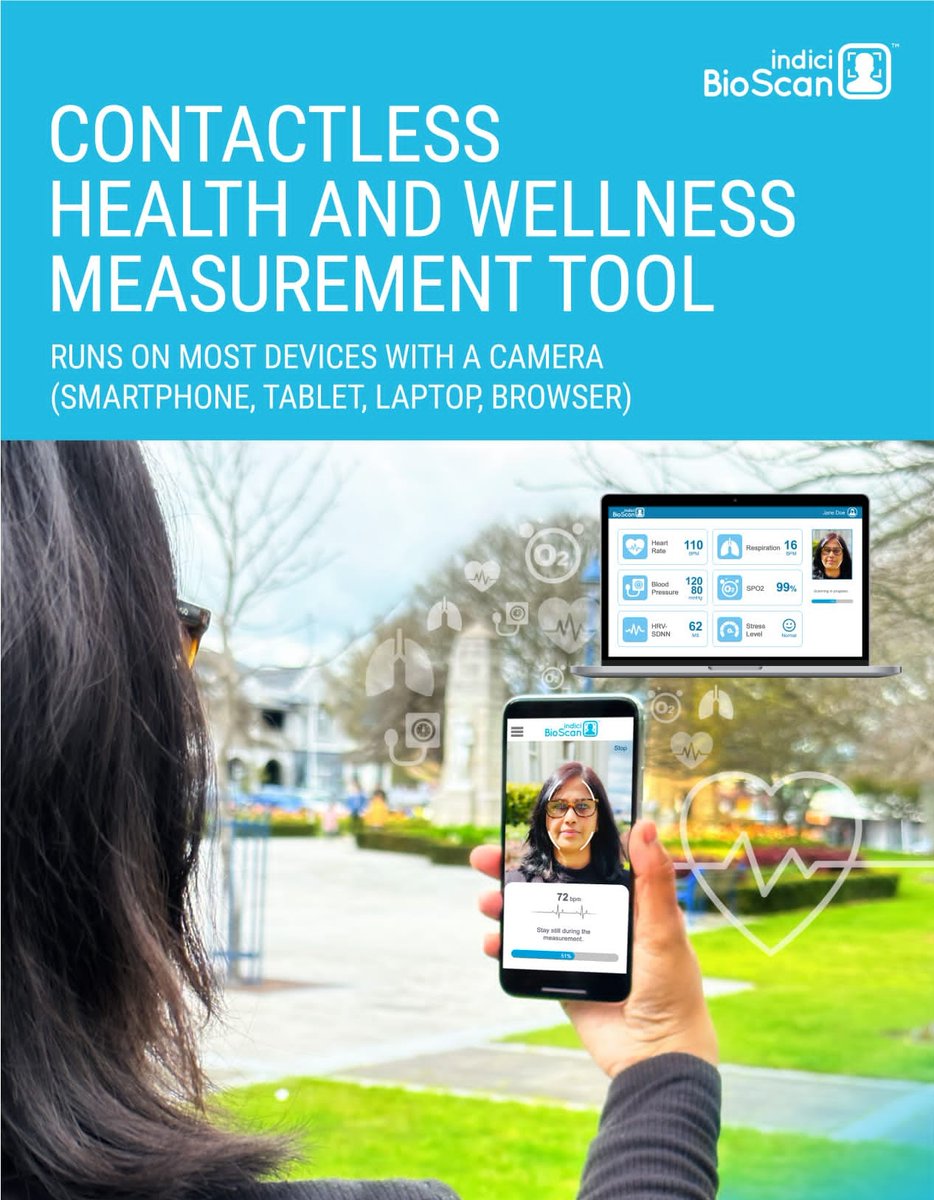 Team_INDICI's tweet photo. Valentia Technologies today launched indiciBioScan™. AI based Health and Wellness measurement tool that runs on most smartphones and web browsers with camera. indiciBioScan provides biomedical data without need for any medical equipment and is easily accessible. https://t.co/GltoYuTdFv