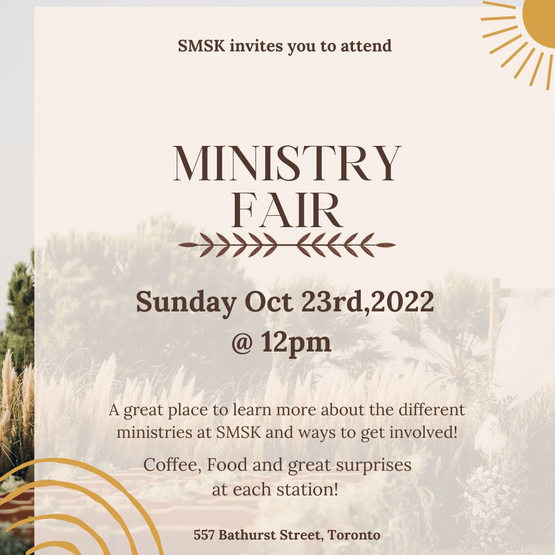 onSMSKoc's tweet photo. Have you ever had questions about different services we provide at smsk or wanted to be involved but wasn't sure where to start?
Join us this *Sunday October 23rd at 12 pm* for our ministry fair for a great opportunity to know more about our services and our mission! https://t.co/LZnzuXWS0T