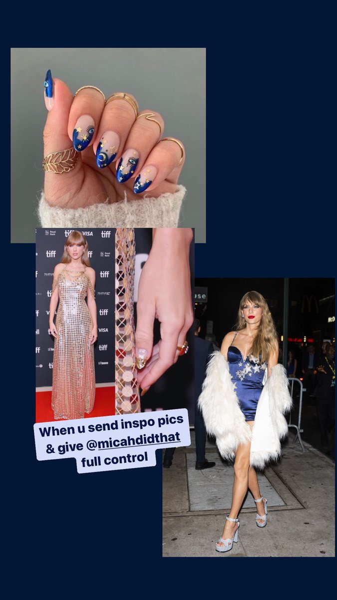 sofiasalituro's tweet photo. The inspo vs. The #midnights nails - I’m ready for #MidnightsTaylorSwift (I’m also terrible at taking nail pics) @taylornation13 @taylorswift13 https://t.co/Tv15vjry4C