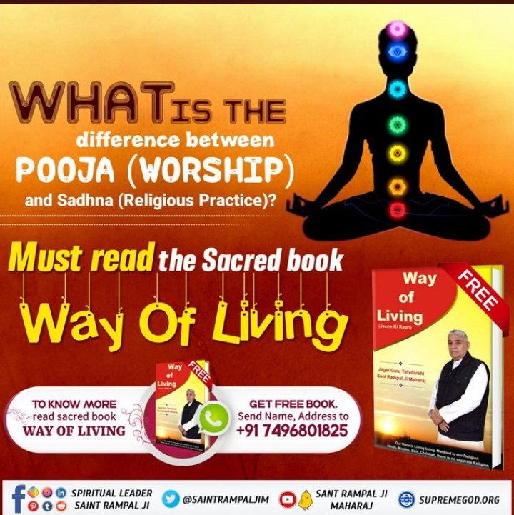 VishalDas22's tweet photo. #LifeChangingBooks
What is the difference between Pooja
(Worship) and Sadhna (Religious Practice)?
Must Read the Sacred book "Way of Living"
@SaintRampalJiM 🌱 https://t.co/PpC6NVBaIN