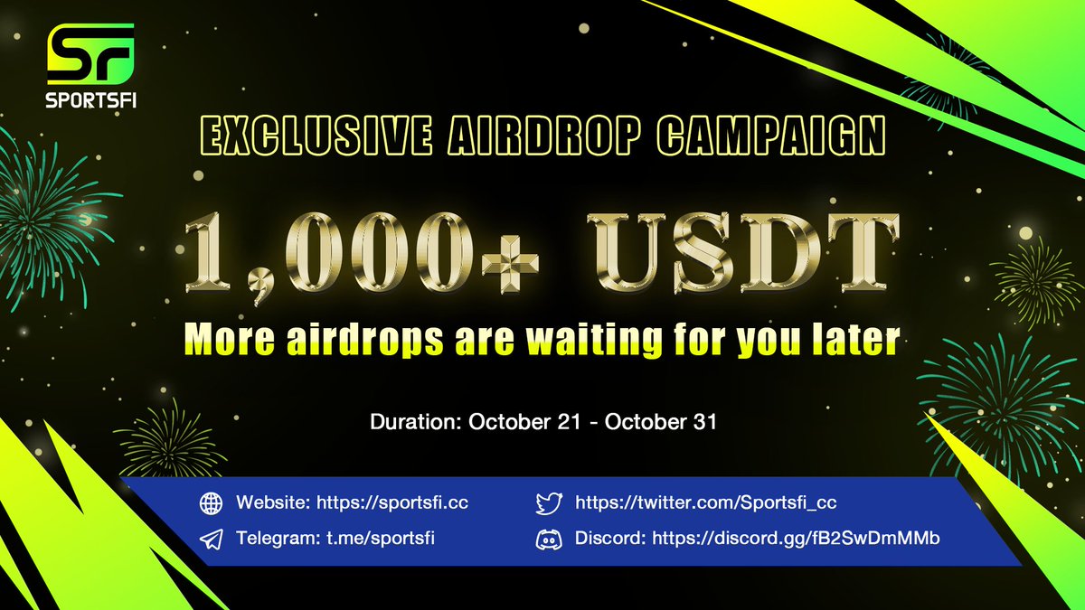 Sportsfi (@sportsfi_cc) on Twitter photo 📣#Sportsfi #airdrop is live now!
🎉Total for airdrop: 1,000 USDT
👉Use our airdrop bot in Telegram:
t.me/SportsFi_Offic…
🗓Airdrop End: 31st October
🗓Airdrop Distribution: within a week after airdrop ends <a href="/airdropinspect/">Airdrop Inspector</a> 📣#Sportsfi #airdrop is live now!
🎉Total for airdrop: 1,000 USDT
👉Use our airdrop bot in Telegram:
t.me/SportsFi_Offic…
🗓Airdrop End: 31st October
🗓Airdrop Distribution: within a week after airdrop ends <a href="/airdropinspect/">Airdrop Inspector</a>