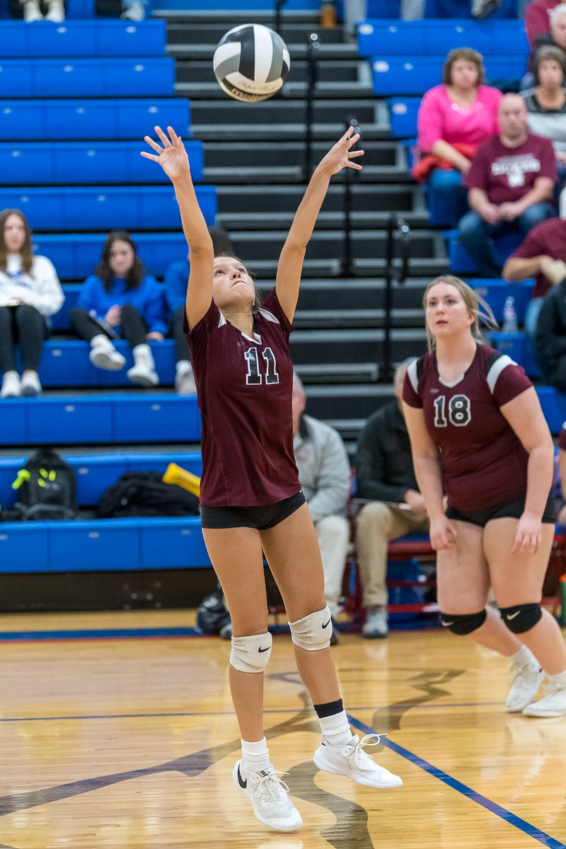 Wellington's Lauren Vannatter makes the set at Tuslaw. <a href="/DukesVolleyba1l/">Wellington Dukes Volleyball</a> <a href="/WEVSD_sports/">Wellington Sports</a>