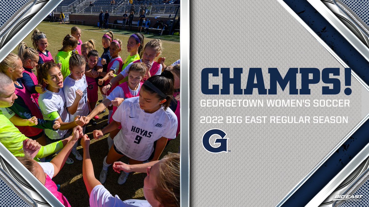 HoyasWSoc's tweet photo. 2022 BIG EAST REGULAR SEASON CHAMPS! 🏆

Still more work to do, but we’re going to enjoy this one tonight!

#HoyaSaxa #NotDoneYet https://t.co/UxAu685T5V
