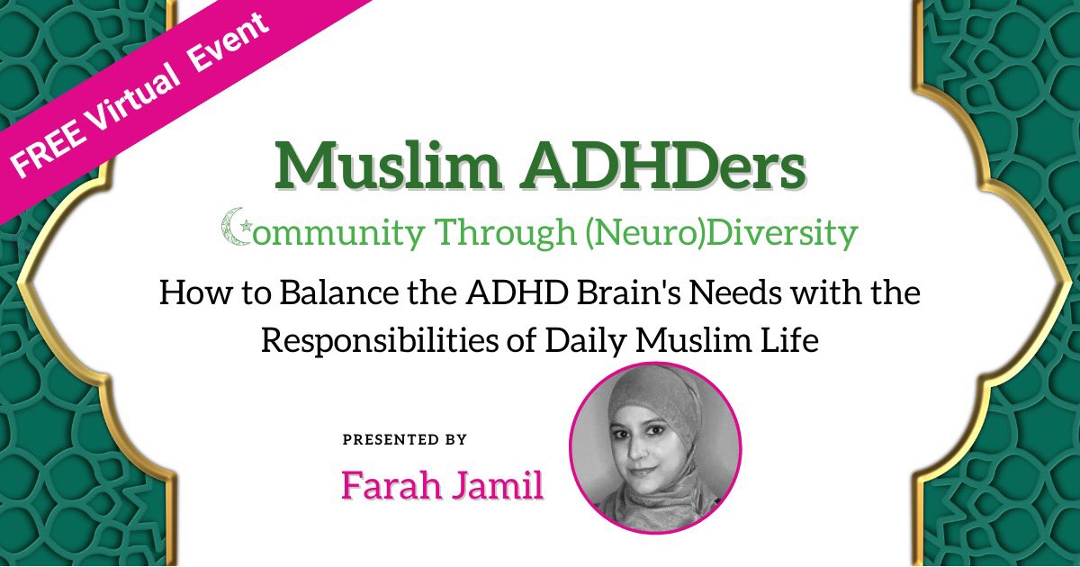 MuslimADHDers's tweet photo. October is ADHD Awareness Month & Islamic Heritage Month!
Starting October 22, 2022, join us for a FREE & first-of-its-kind virtual summit! 😃
Register here: https://t.co/RBPINjwlMc
#adhdtwitter #muslimtwitter #ADHD #freesummit #community #neurodiversity https://t.co/4vN90ZyH9h