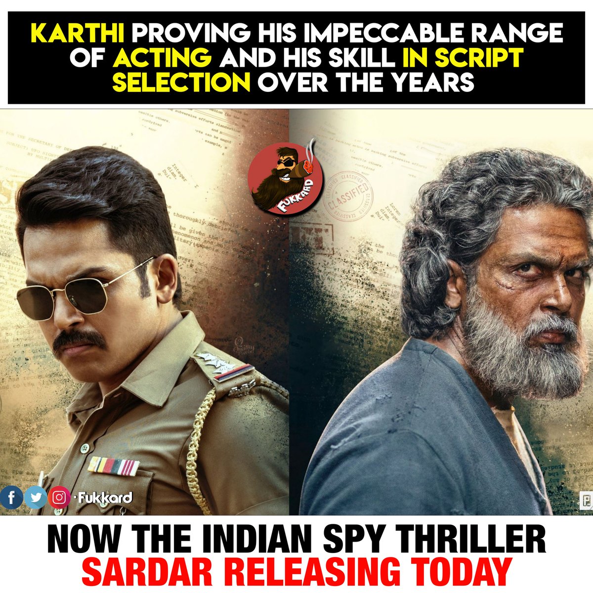 Fukkard's tweet photo. #SardarFromToday #SardarDeepavali #SardarFromOct21 @Karthi_Offl https://t.co/oU6EE4cfDr