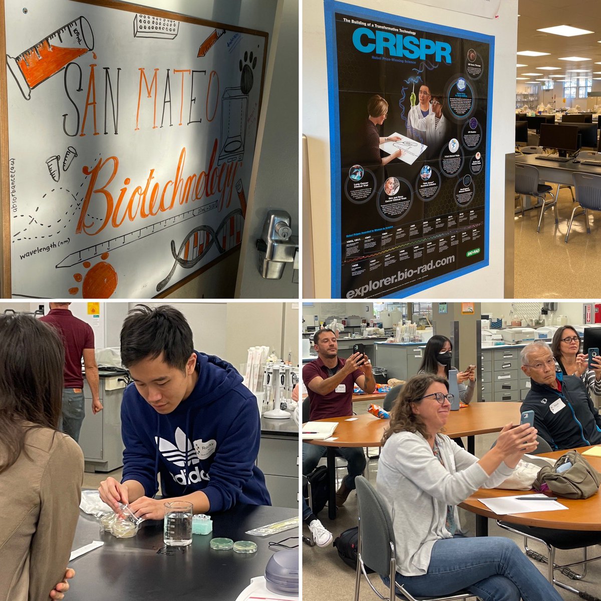 Damon_BioRad's tweet photo. Awesome evening of taking teachers through Bio-Rad’s Out of the Blue CRISPR kit. Thanks to @BABEC_org for organizing and to Jimmy at San Mateo High School for letting us use his world class lab.  @BioRadEducation #CRISPR #biotecheducation #biology #STEMeducation https://t.co/TPP62Hjg30