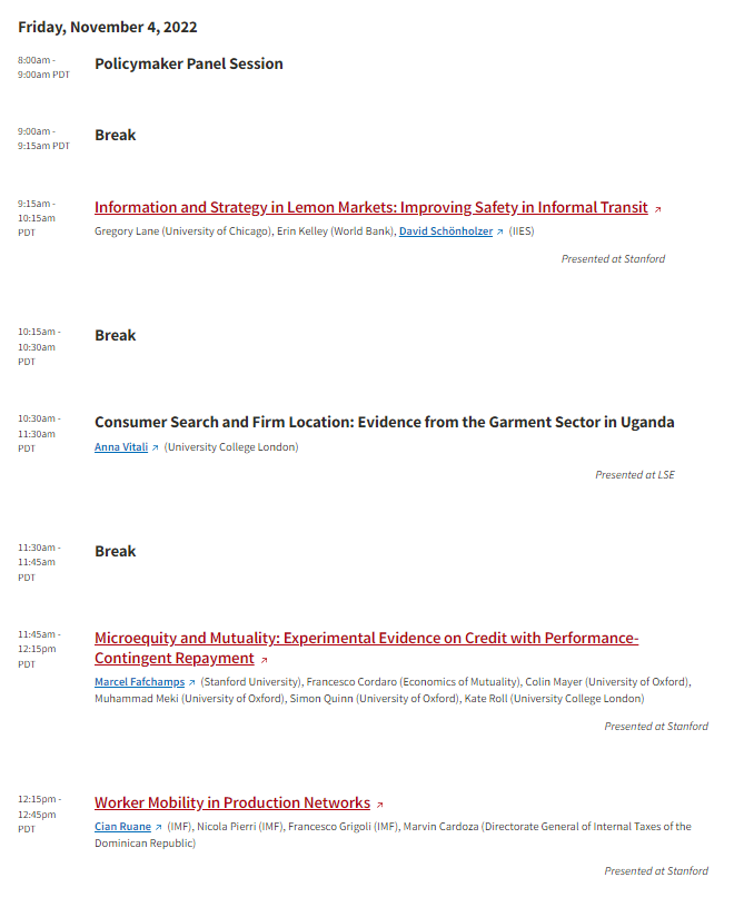 Imran Rasul (@imranrasul3) on Twitter photo IGC Conference on Firms, Trade & Development
A new model for the post covid world: conference simultaneously hosted by <a href="/StanfordKingCtr/">Stanford King Center on Global Development</a> & <a href="/LSEEcon/">LSE Department of Economics</a>, Nov 3rd and 4th 2022
Register here: bit.ly/3eLso9J
<a href="/PEDL_CEPR/">PEDL</a> <a href="/The_IGC/">International Growth Centre</a> <a href="/cepr_org/">CEPR</a> IGC Conference on Firms, Trade & Development
A new model for the post covid world: conference simultaneously hosted by <a href="/StanfordKingCtr/">Stanford King Center on Global Development</a> & <a href="/LSEEcon/">LSE Department of Economics</a>, Nov 3rd and 4th 2022
Register here: bit.ly/3eLso9J
<a href="/PEDL_CEPR/">PEDL</a> <a href="/The_IGC/">International Growth Centre</a> <a href="/cepr_org/">CEPR</a>
