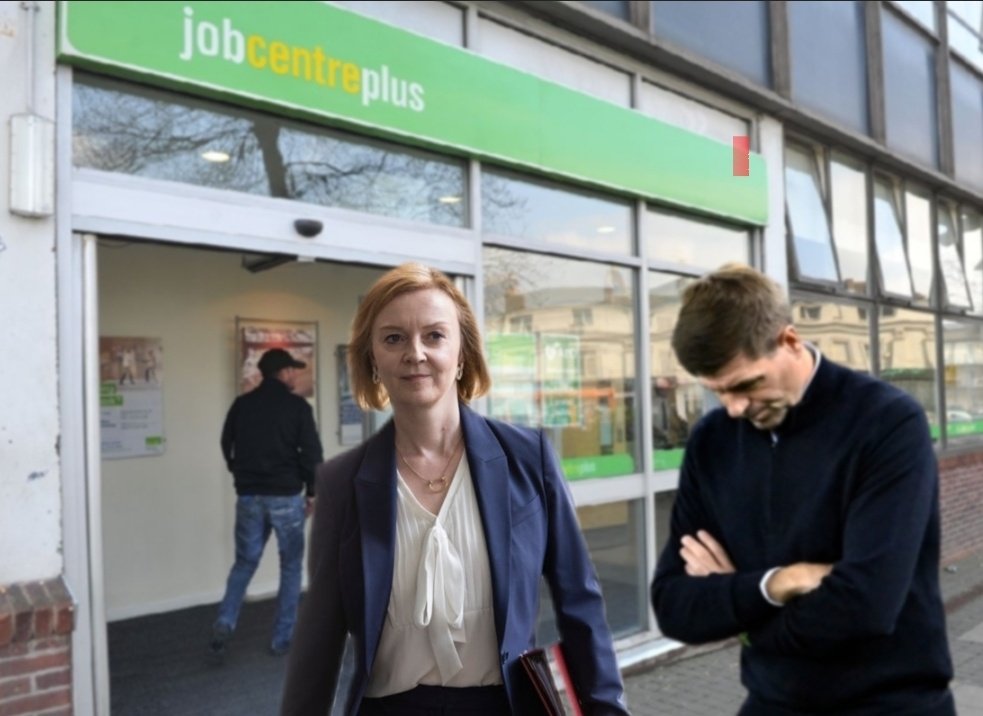 Cantona_Collars's tweet photo. Queues are already forming at the job centre.
#TrussOut
#GerrardOut https://t.co/B25SRweHuE