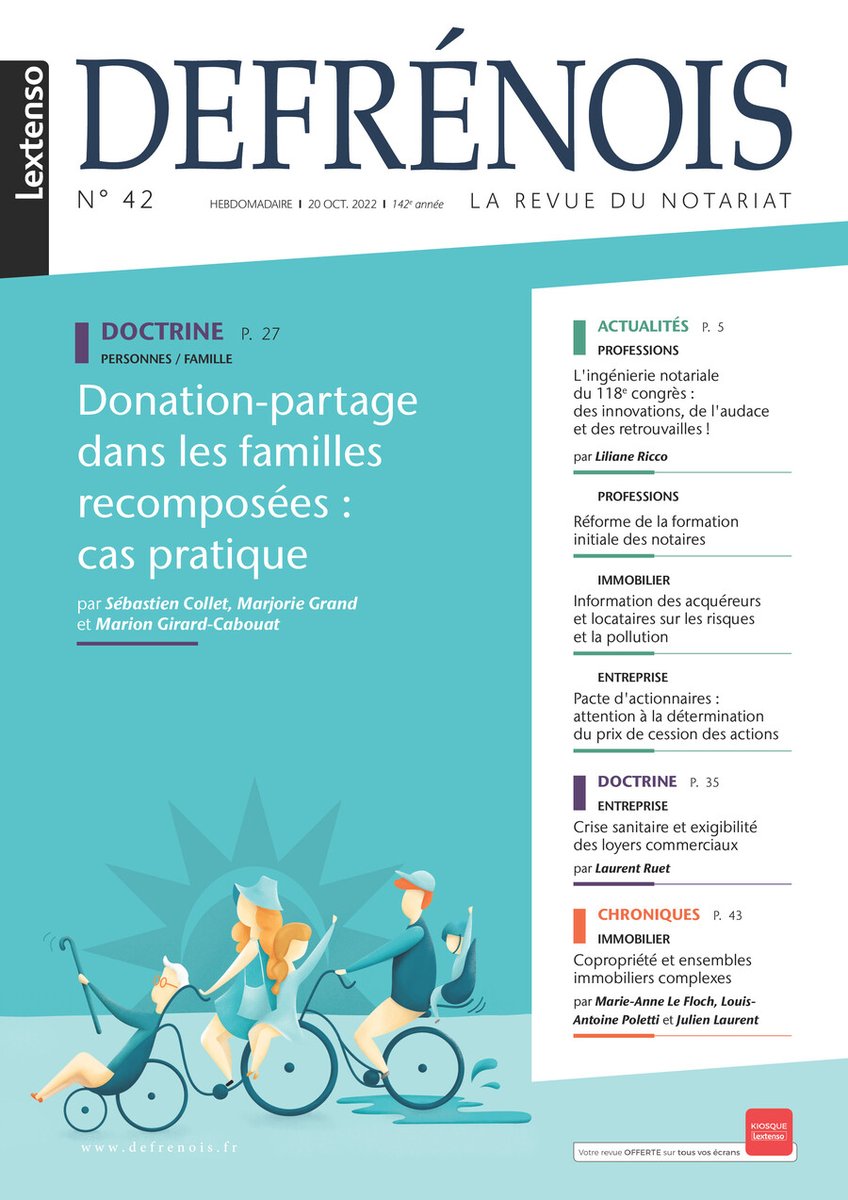 LextensoNotaire's tweet photo. [DEFRÉNOIS] 📢 Dans la parution n° 42 du 20 octobre 2022, retrouvez le sommaire en un clic 🖱️👉https://t.co/yBGwLFc2Q5

#notaire #immobilier #famille #succession #entreprise #fiscalité https://t.co/d8DG3JNe3Q