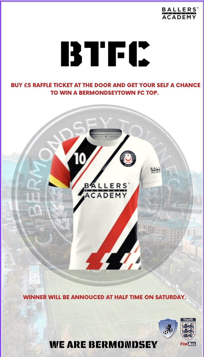 ozzietown's tweet photo. Want your self a Bermondseytown top why not head over to our game on Saturday and buy your self a raffle ticket 🎟 for £5 to stand a chance of winning…

Winner will be announced at half time.

Be Our 12thMan…💪🏻 https://t.co/SDFQlhFPbD