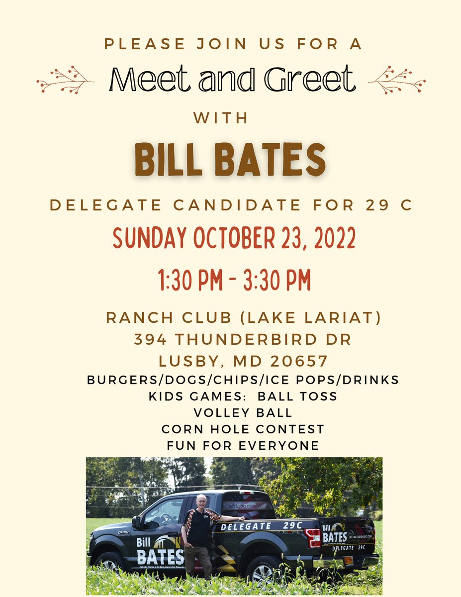BillBatesfor29C's tweet photo. A reminder, please join us for a meet and greet with Bill Bates this Sunday October 23! https://t.co/tnksefAMUU
