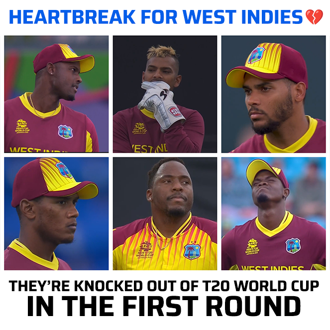 Cricketracker's tweet photo. West Indies have failed to qualify for the Super-12 stage of the #T20WorldCup 2022.

📸: Disney + Hotstar https://t.co/fk8wFJgNyf