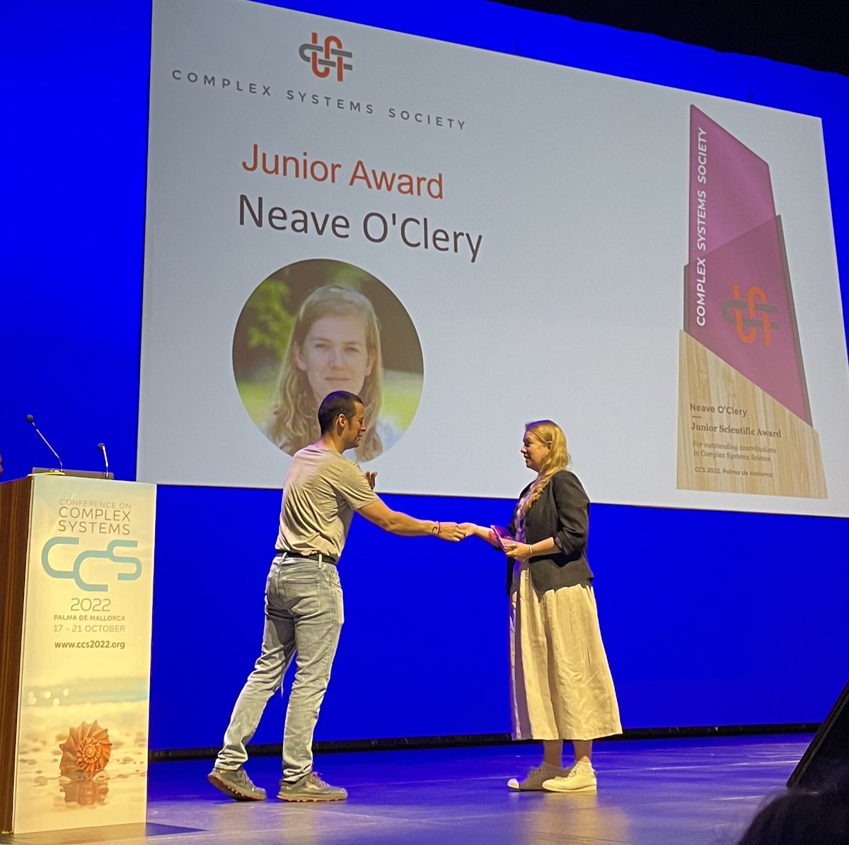 ccs2022's tweet photo. The Junior Award goes to Neave O’Clery and Federico Battiston!! Congratulations 🥳 #CCS2022 https://t.co/TnAQ6npOLS