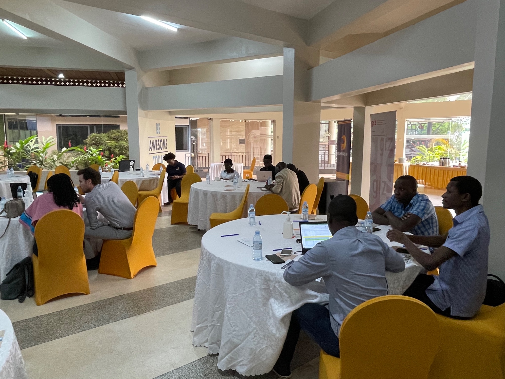 Participants at the workshop to unveil the Artificial Intelligence - based renewable energy project site selection tool. The project is implemented by the Ministry of Energy and Mineral Development, with support from GIZ Fair Forward Artificial Intelligence for all and Sunbird AI.