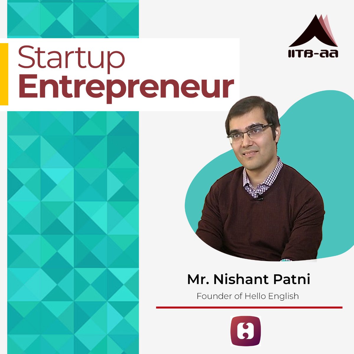 IITBAA_Official's tweet photo. #IITBAA is always ecstatic when the graduates of the Institute receive well-deserved praise. Check out IITBAA's "STARTUP ENTREPRENEUR".
Today we present to you Mr. Nishant Patni who co-founded Hello English.
#iitbaa #iitbombay #alumni #entrepreneur #helloenglish #engineering https://t.co/Ok685RK8SD