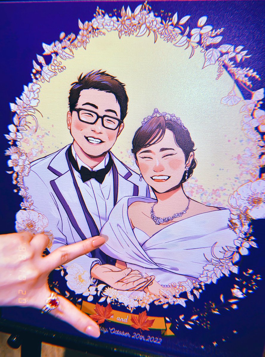 「20年以上の友達の結婚式に参列させて貰って、ウェルカムボードを描かせて頂きました」|0ＭＥＭＥ🪬のイラスト