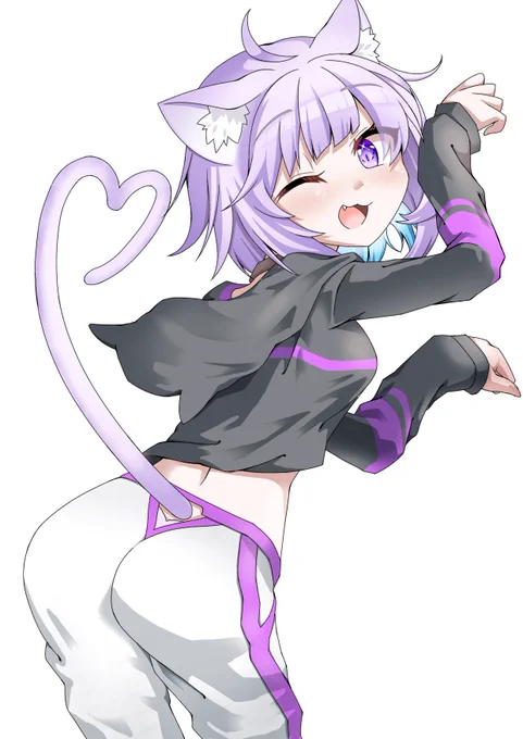 猫ポーズおかゆん。#絵かゆ 