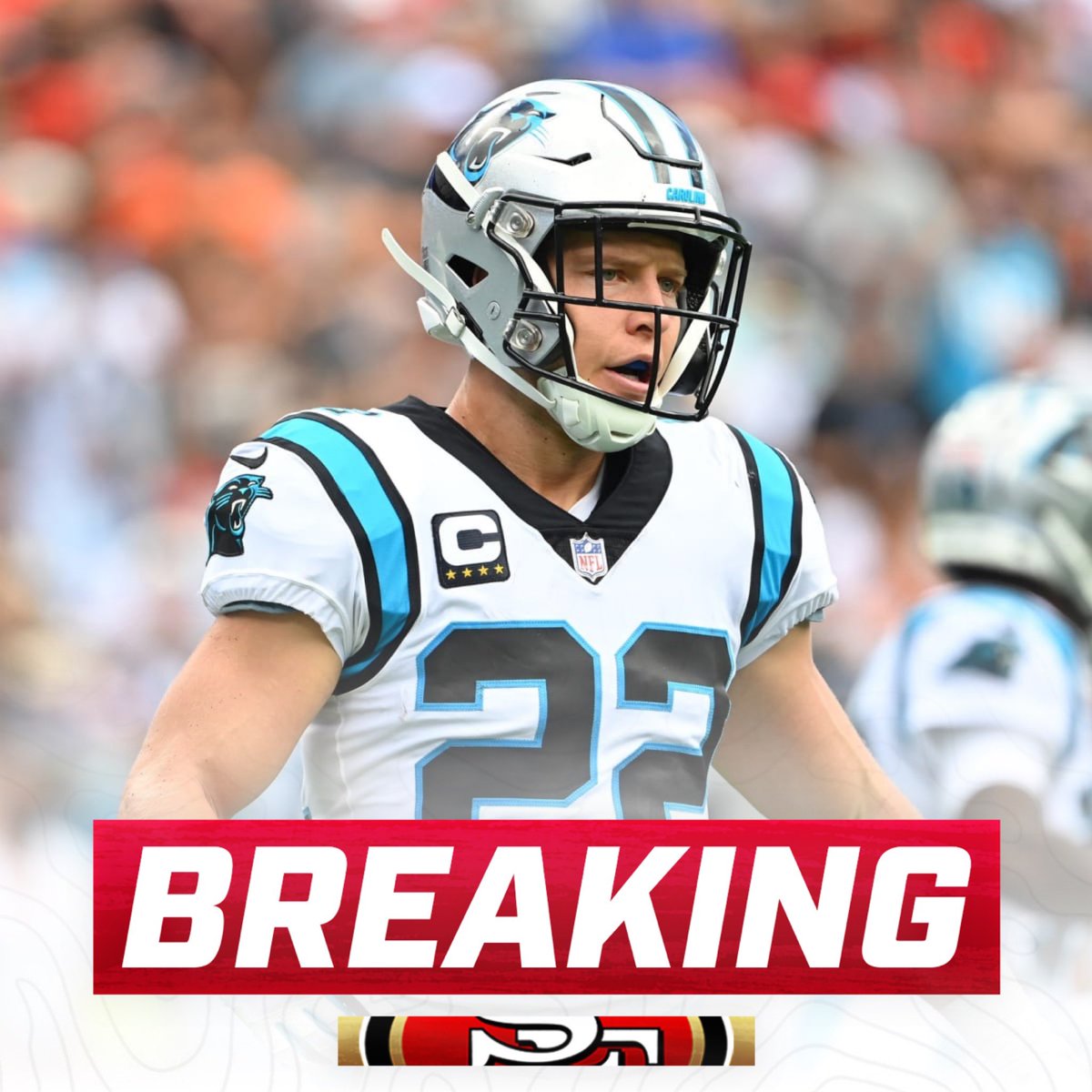 OurSf49ers's tweet photo. The #Panthers are trading star RB Christian McCaffrey to the #49ers, per @RapSheet https://t.co/soUAbNoKU0