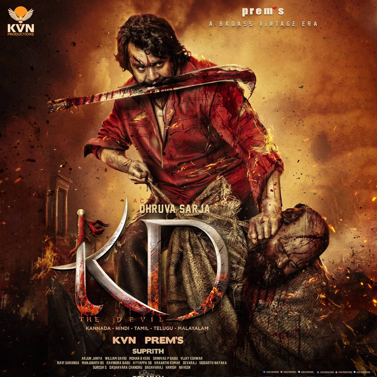 CineBuffVerse's tweet photo. #KDTheDevil is the official title for next venture of @DhruvaSarja and @directorprems . All the best to entire team. @KvnProductions #DS06 #DhruvaSarja
Title Teaser Link: https://t.co/fdb7jAKHdX https://t.co/ST8K2IyR9u