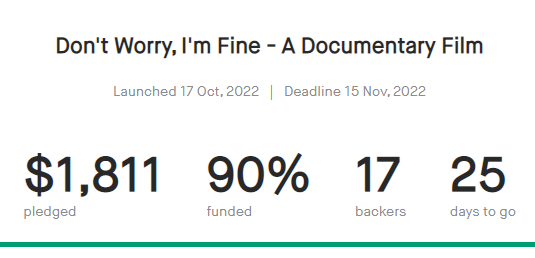 ShawnWildermuth's tweet photo. Day 4 of my @kickstarter for @imfinefilm (via @twainfilms) and we've reached 90% funded. I'm so amazed by the community. Thank you so much. If you want to help us over the last hurdle, you can still contribute at https://t.co/Qj4Zx5yLJ8 https://t.co/HfX9Ge8jGS