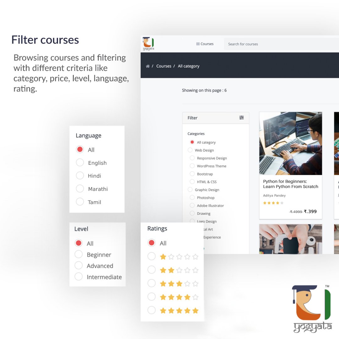 Yogyata_app's tweet photo. Our new e-learning portal gives you option to filter courses by category, level, language, rating and more...
#Yogyata #DigitalIndia #RuralEmpowerment #CSC #VLE #CSCAcademy #EDTECH #IITDELHI #Startups #MeitY
@CSCegov @academy_csc @makeinindia https://t.co/PowBZavkyX