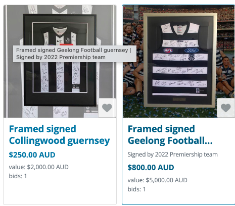 Collectable: Historic (👍) , major event (👍), scarcity (👍) ... digital or real world theory is sound. Raising funds for an awesome charity for these real world collectables #AFL #geelong #collingwood #gift #sport 32auctions.com/organizations/…