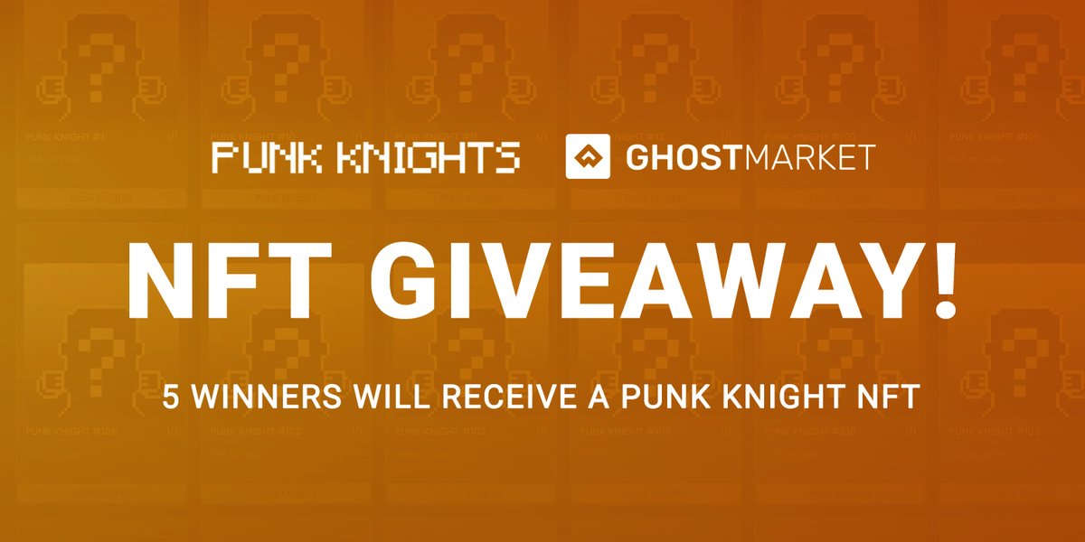 ghostmarketio's tweet photo. Win 1 of 5 NFTs from the @punkknightsbsc collection! π»
To enter:
- Like/RT this Tweet
- Follow @ghostmarketio
- Follow @punkknightsbsc
5 random winners will be chosen on Friday, October 28th!
#GhostMarkets #PunkKnights #BSC #NFTmarketplace #NFTcollection https://t.co/qtP1uMxtbY