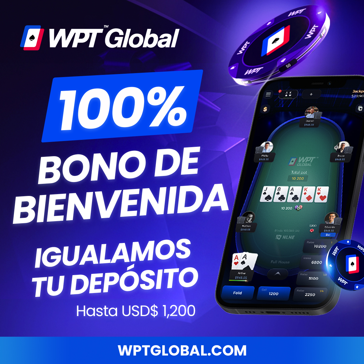 wptlatam's tweet photo. 🔥Igualamos tu depósito de hasta USD$1,200 en juegos en efectivo o torneos. Descarga ♠️WPTGlobal, regístrate, haz tu primer depósito y desbloquea este BONUS💵🤑

https://t.co/naj297E0fG

#wptglobal #onlinepoker #poker https://t.co/9UVhBMCG65