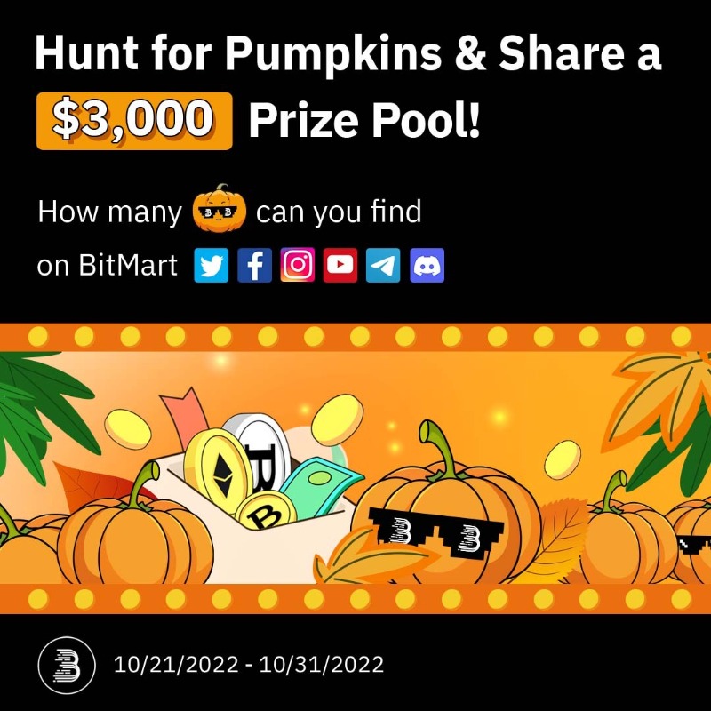 BitMartExchange's tweet photo. It's spooky season and we wanna play a game 🎃

1⃣️ Sign up at https://t.co/e1Z81sLY1Y

2⃣️ Screenshot and share your answer
💰 25 lucky users share 500 USDT when comments reach 3k

3⃣️ Participate： https://t.co/ilLD4xm6Sr
🎁 250 lucky users share $2,500 in altcoins
