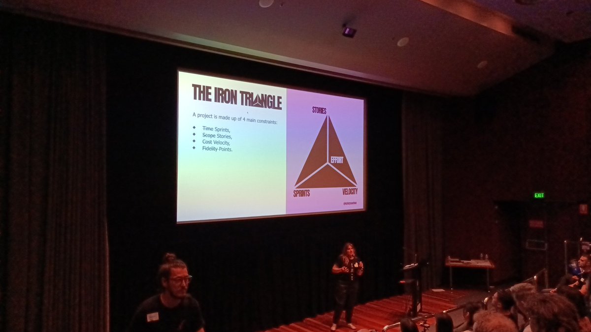 Callistra's tweet photo. Learning about iron triangles 

@kristysachse

#uxcampaus https://t.co/0ygn40PhVh