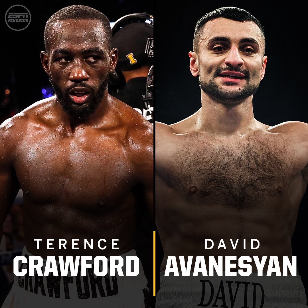 Breaking: Welterweight champion Terence Crawford and David Avanesyan have signed contracts for a pay-per-view fight on Dec. 10 in Omaha, Nebraska, Crawford told @MikeCoppinger. Crawford will earn a career-high eight-figure payday, sources said.