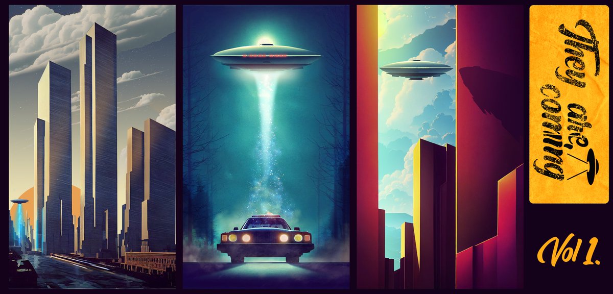 theoscarcorzo's tweet photo. Testing the A.I. midjourney with some photohsop skills, as a sci fi fan I love the possibilities and tools to be able to continue telling stories. This is part of my collection They are Coming #scifi #ArtificialIntelligence  #photoshop #conceptartwork https://t.co/I7srdhOXmv