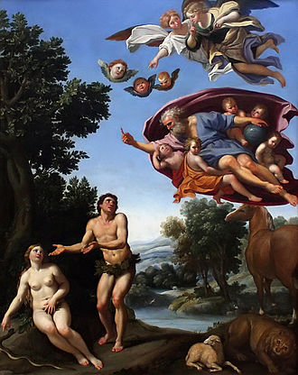 Oggi nel 1581 nasceva il pittore #Domenichino, pseudonimo di Domenico Zampieri. (RIMPROVERO DI ADAMO ED EVA, anno 1633, Museo di belle arti, arte contemporanea ed egittologia, #Grenoble). #21ottobre.