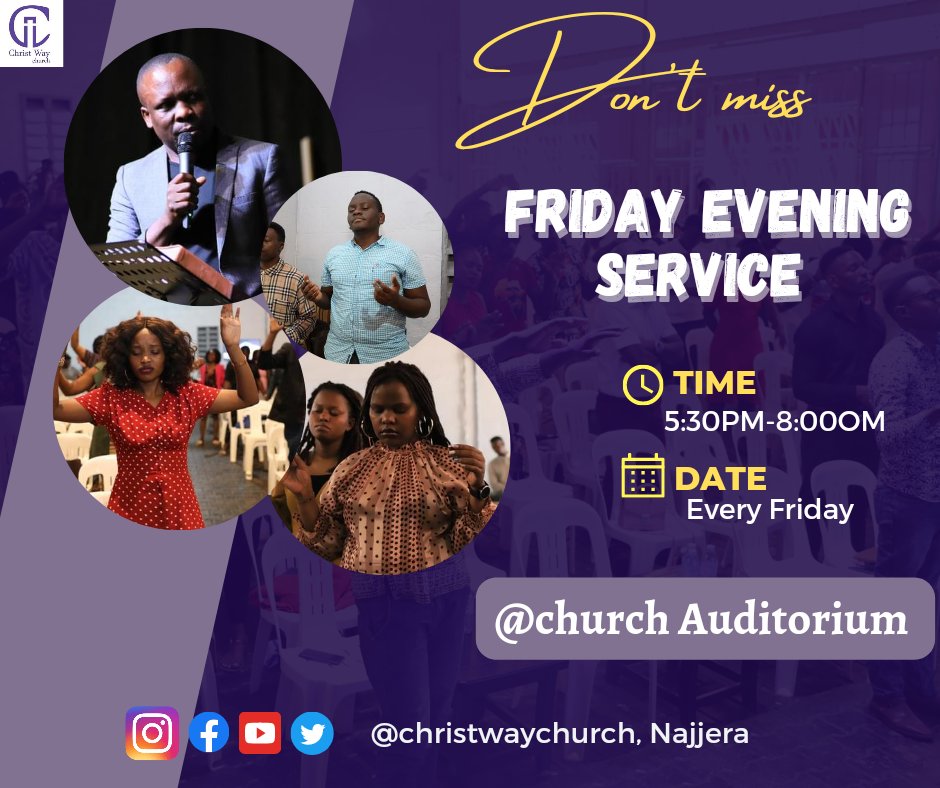 CWAYCHURCH's tweet photo. If we ask anything according to his will, God hears us. 
Today, let’s pour out our hearts to God in the evening service . We start at 5:30pm all the way till 8:00pm.
Waiting to see you..we Love you.
#Cwaybulindo.
#FridayEveningService 
#cwaynajjera.
#apollokaggwa https://t.co/hPcUvO0WnI