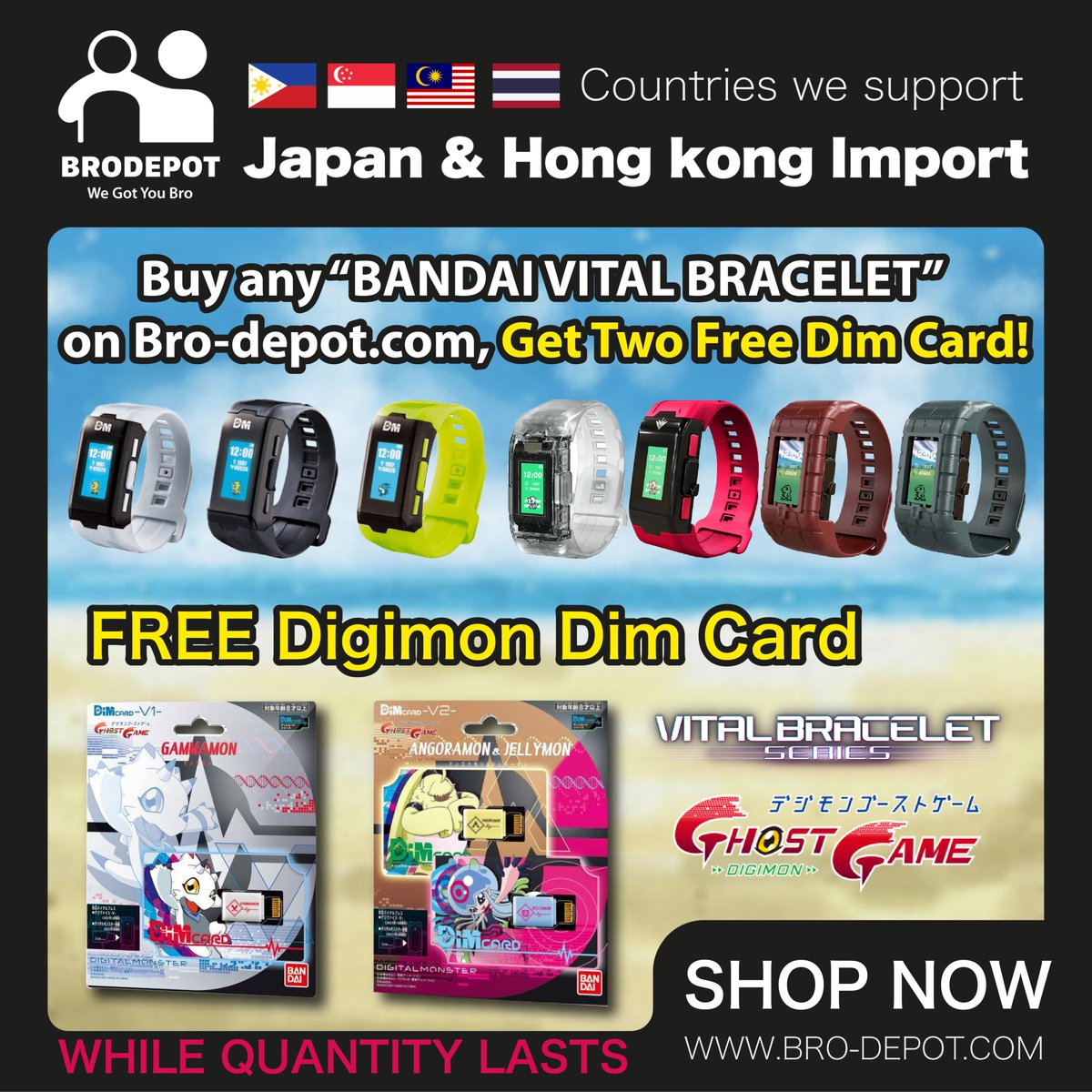 BroDepo's tweet photo. BRO! We are holding a event ! Once you buy any BANDAI VITAL BRACELET on our website. We'll send you a 2 free dim card as a GIFT ❤🥳 

Website here 🛒 👉 : https://t.co/6D8gGO4tAi

#brodepot #toyshop #onlineshop #brodepotglobal #digimon #dimcard #FreeGift #bandaivitalbracelet https://t.co/PunIXAQM7Y