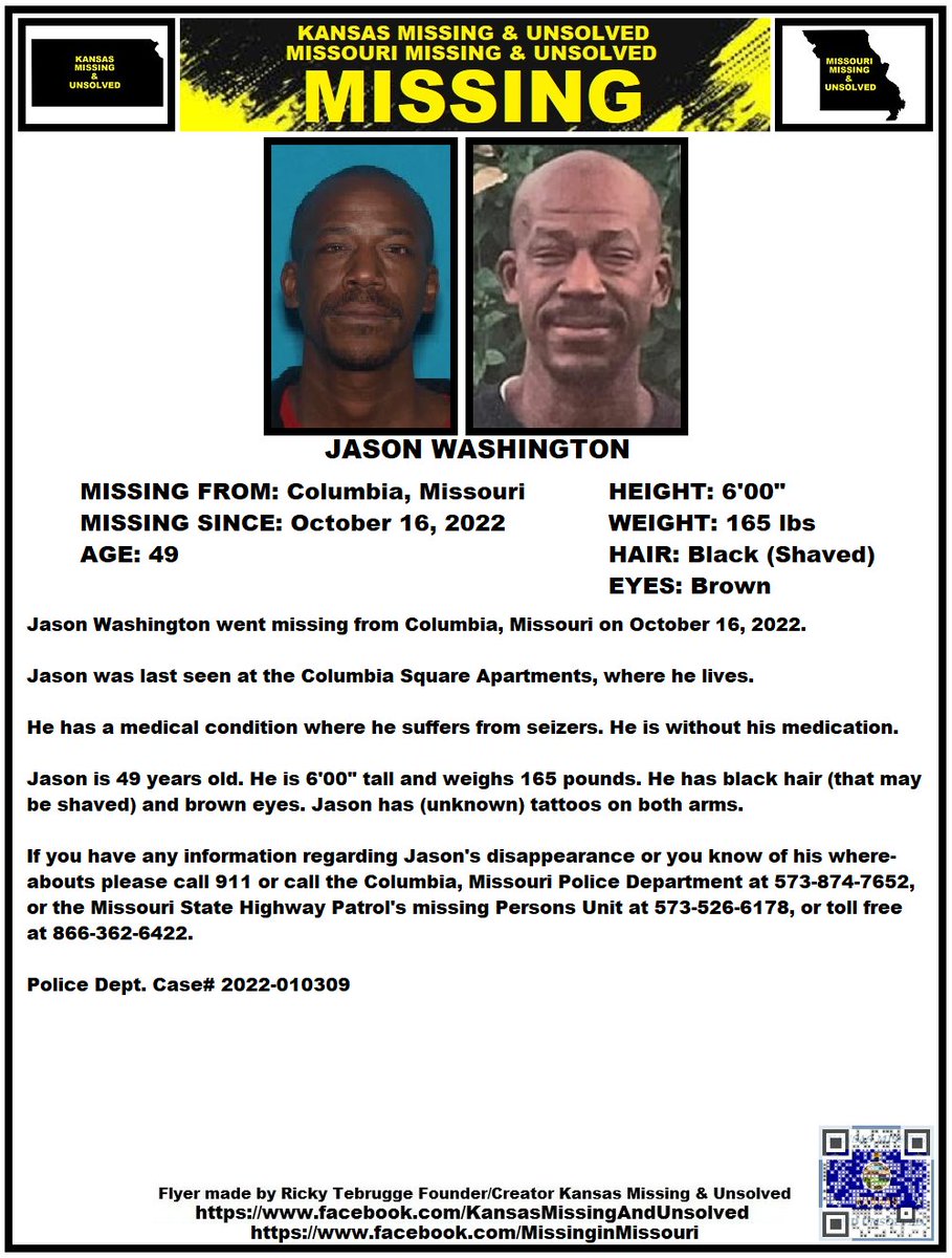KansasMissing's tweet photo. #MISSINGPERSON #MISSING PLEASE RT/PRINT/POST!!! JASON WASHINGTON (COLUMBIA, MISSOURI)!!! @AnnetteLawless #KansasMissing #MissingInKS https://t.co/oMCd8knBEH