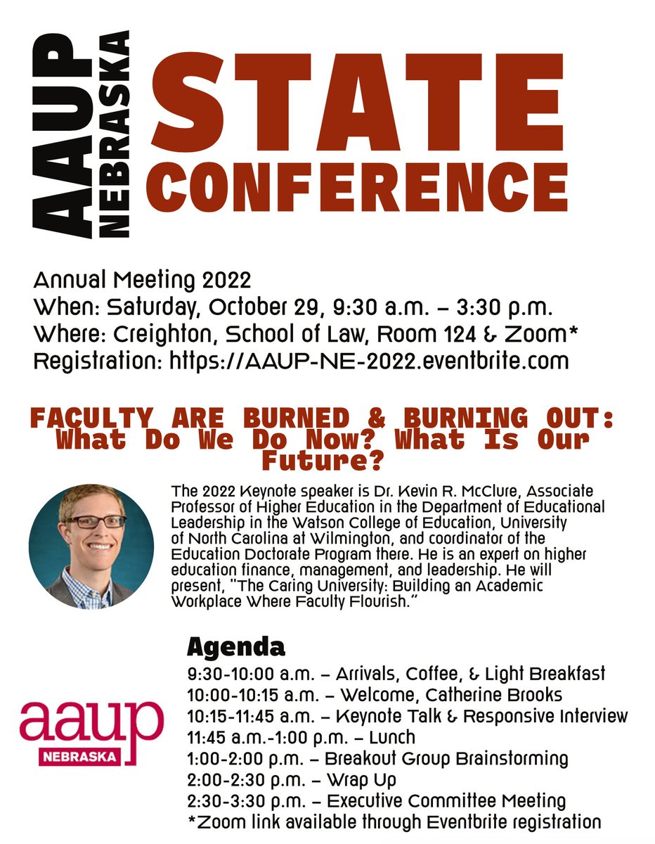 Join us at the Nebraska state AAUP conference on October 29 in Omaha!