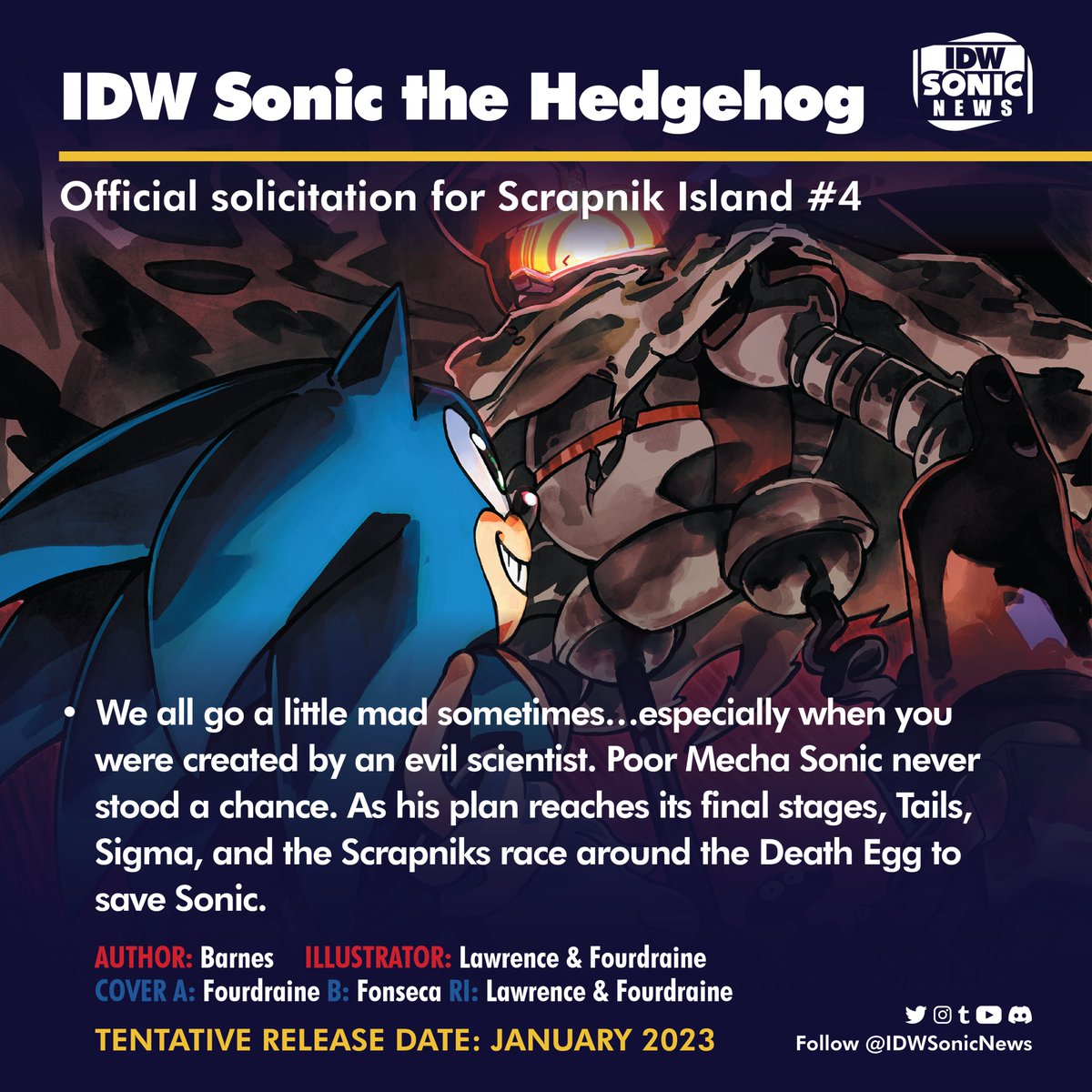 Solicitation for Sonic The Hedgehog: Scrapnik Island #4. #IDWSonic #Sonic #SonicTheHedgehog