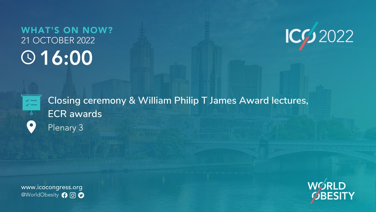 We're fast approaching the end of day 4⃣ here at #ICO2022, but we're not done yet! Please join us for the final act of today: the closing ceremony, WPT James awards and ECR awards. 🎉 ⏲️ 16:00 📍 Plenary 3 ➡️ icocongress.com