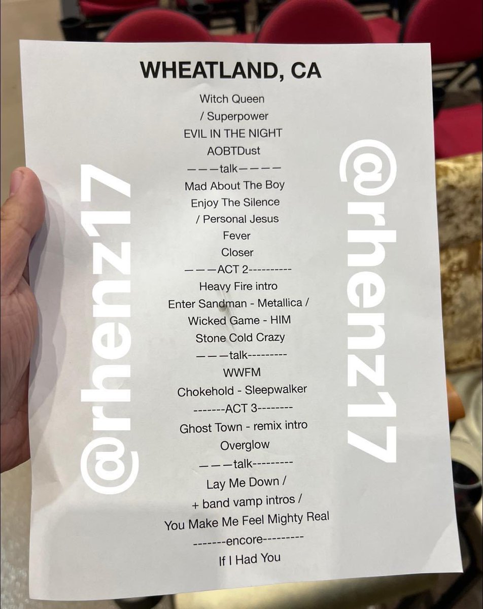 rhenz17's tweet photo. I GOT THE SETLIST . Thank you, Adam Lambert for rockin our night x #TheWitchHuntTour https://t.co/phoOT7icEl