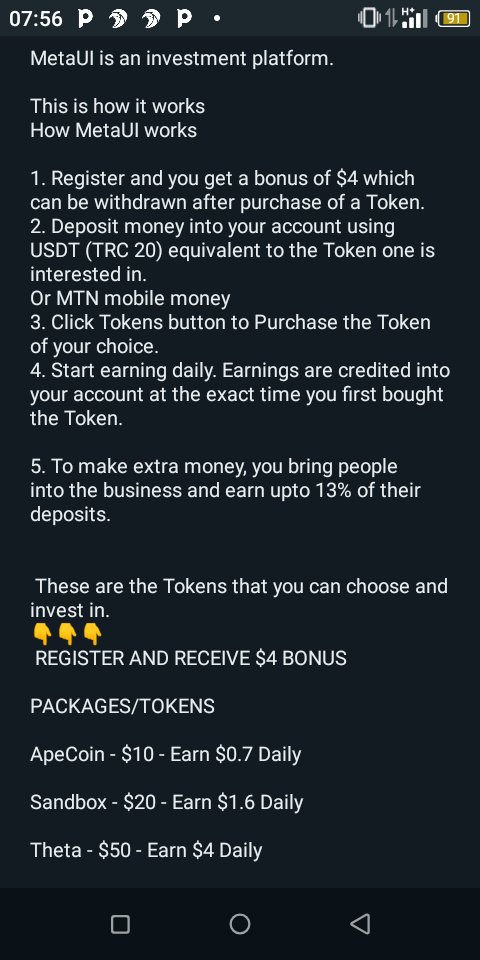 JonanJones's tweet photo. New investment app metaui
Invest from 10$ and above 
https://t.co/oqMboKdCPh https://t.co/INqsMDR69O