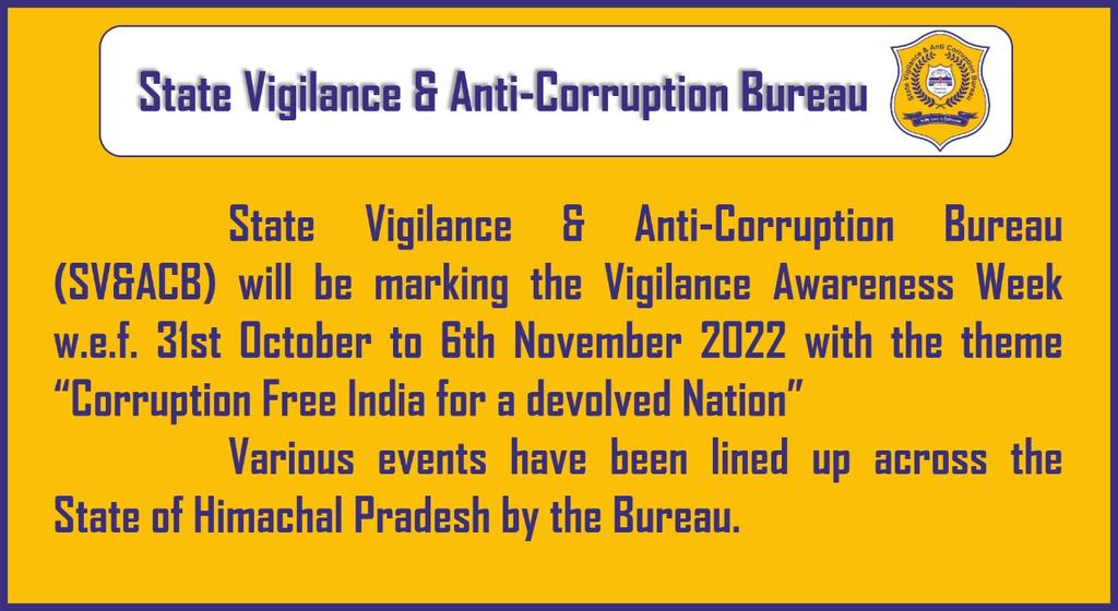 himachalpolice's tweet photo. #StateVigilance #AntiCorruption #Week #CorruptionFreeIndia #Himachal #HPPolice https://t.co/OUMGOTccva