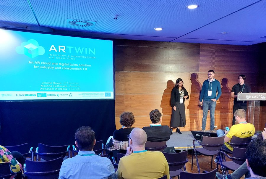 ARtwin at #AWE2022 in Lisboa on October 20th! Thanks a lot to Jerome Royan from <a href="/IRT_BCom/">b-com</a>, Nischita Sudharsan from <a href="/Siemens/">Siemens</a> and Alexander Werlberger from <a href="/Holo_LightGmbH/">Hololight</a> for presenting the platform and our usecases.