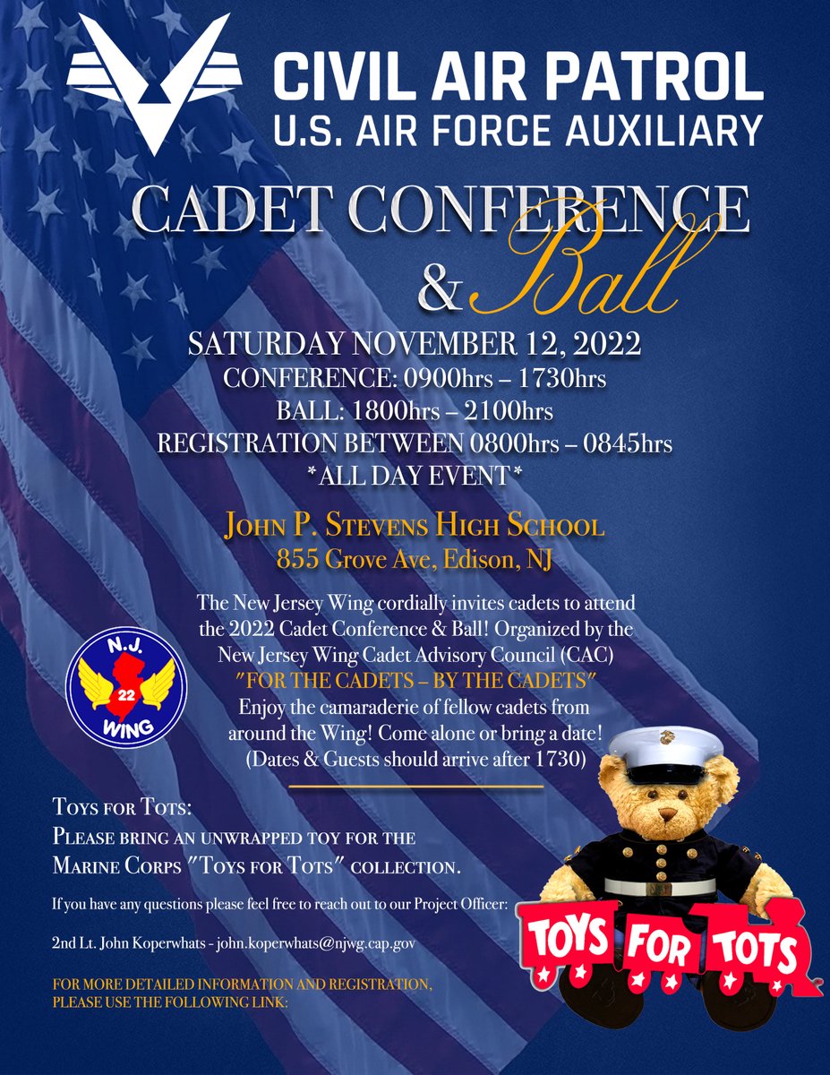 3 Weeks and counting!  Get together with your fellow cadets and make this the best NJWG Cadet Conference and Ball to date!