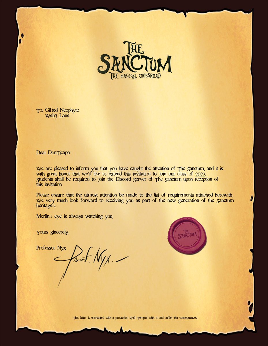 I am honored to be invited to <a href="/thesanctum_neo/">The Sanctum</a>! Thank you Merlin for keeping an 👁 on me