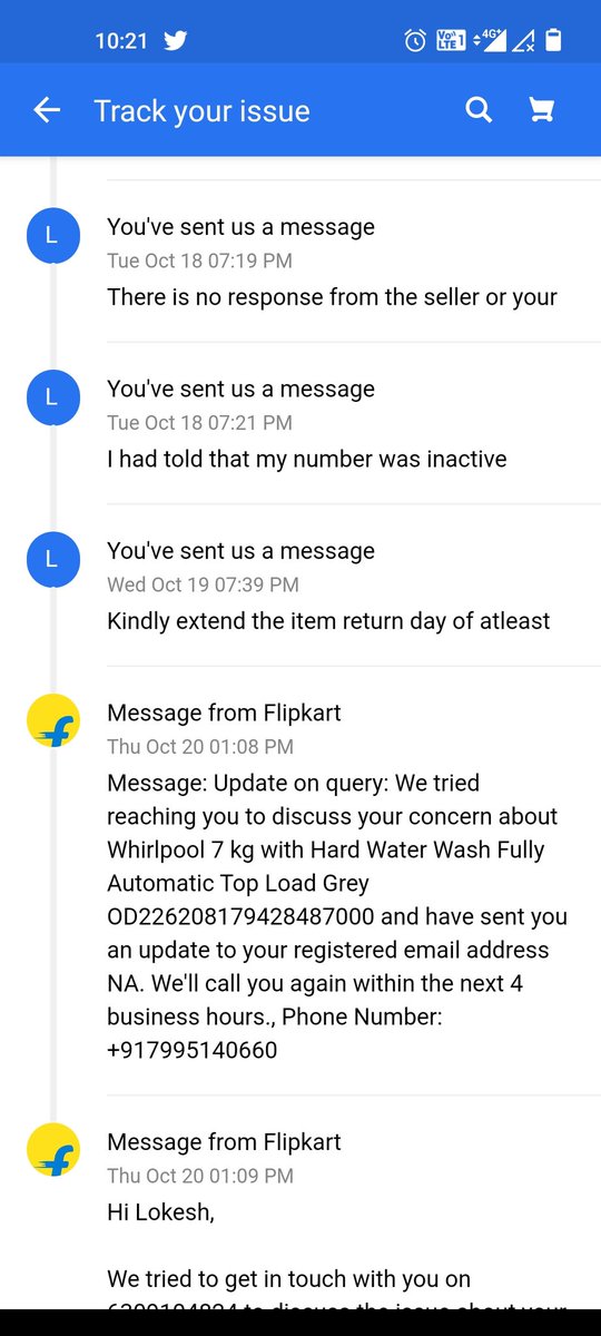 LPidige's tweet photo. I have told this support agent multiple times to kindly call on 9071914059,
You @Flipkart @flipkartsupport kindly update your contact lists of customers as per their convenience.
The agent's name is Arra Beulah. 
Kindly help finishing the installation today. Or extend return date https://t.co/jQqtjNUMWp