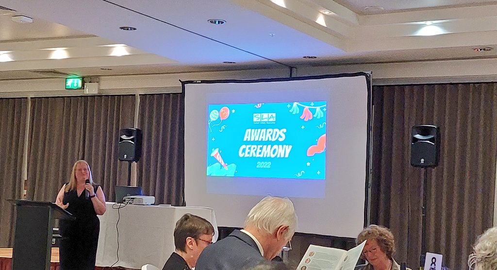 CassieKempSLS's tweet photo. What a night! Thank you so much to the @uksla for a wonderful evening. It was SO lovely to celebrate the #SLYA nominated and honour list librarians last night. Shout out to the amazing @Derek_France, @rumena_aktar, Jenny at @RPPS_Library & @E_Bibliothecary. You're all superstars! https://t.co/3dFNbAg5Pv