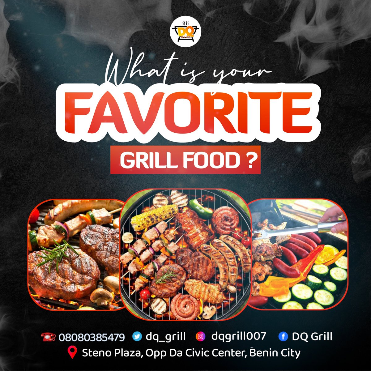 DQ_Grill's tweet photo. What is your favourite grill food? 😋🤤😍
Let us know in the comment section below!👇🏿
To order call 08080385479 or visit us beside Steno
plaza Airport road GRA Benin city.
 #chickenrecipesfordinner
#chickenrecipe #chickenlovers #foodbrand
 #bbq #grillland #tasty #yummy #nigeria https://t.co/uz2k4C6L6v