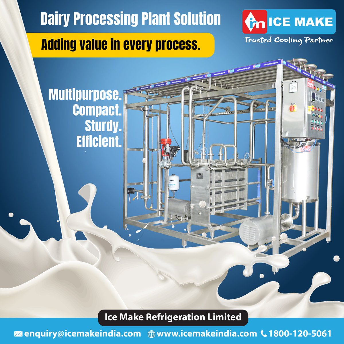 IceMakeRef's tweet photo. With more than three decades of experience to back in cooling solutions, we provide quality-driven range of dairy processing plants! Place your order now!  

#IceMake #DairyprocessingPlant  #milkplant #milkprocessing #milkcoolingtank #Milkstoragetank #chiller   #ahmedabad #india https://t.co/I3FGHYJCSq